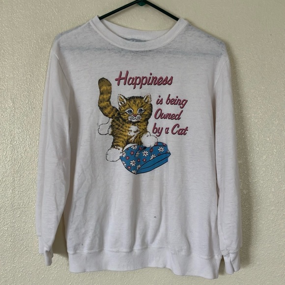 VTG Blair Threadbare Cat Graphic Sweatshirt, M - Picture 1 of 8